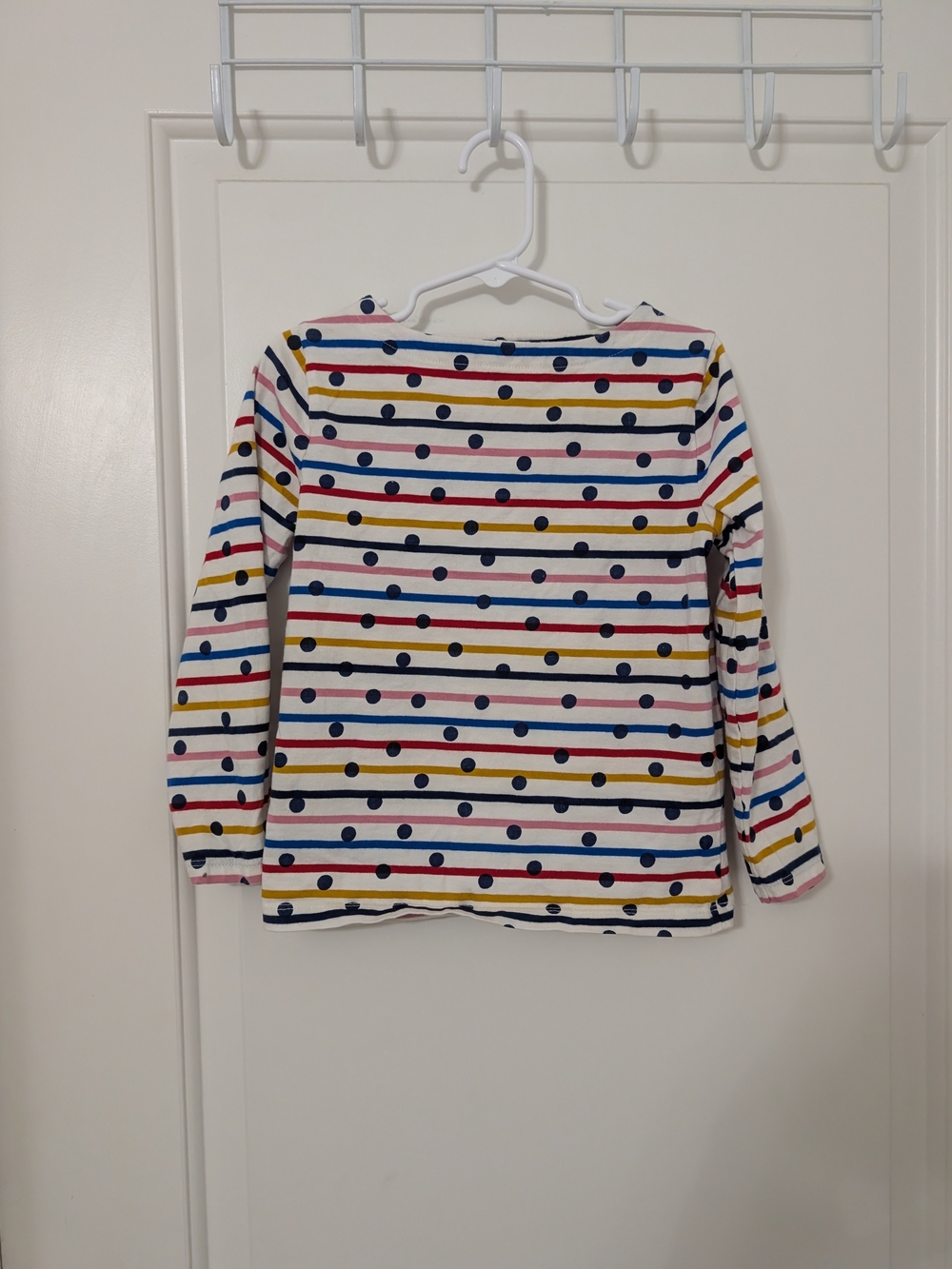 Boden Girls 5-6Y Polka Dot Rainbow Stripe Long Sleeve Shirt 116cm